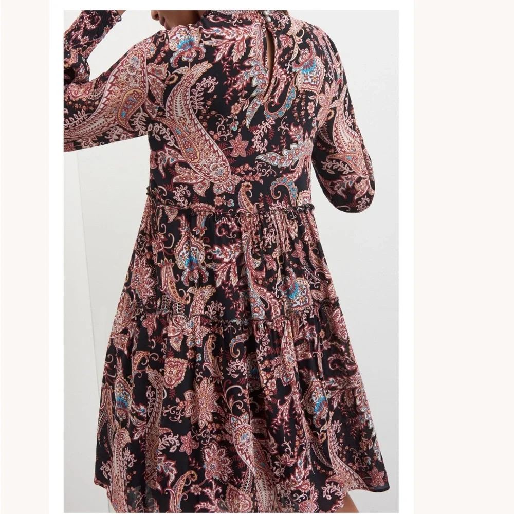 Anthropologie Smocked Neck Cady Paisley Tiered Tunic Dress XS - Picture 11 of 17